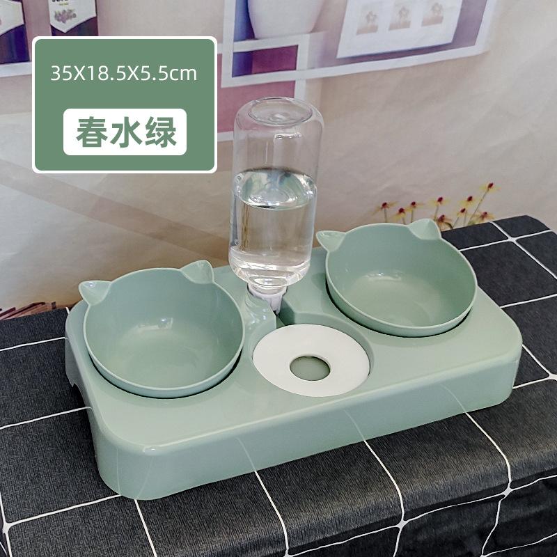 

Новая миска для домашних животных, двойная, влагозащищенная, с защитой рта и шеи, миска для корма для собак, многоцелевая, автоматическая поилка, миска для кошек зелёный