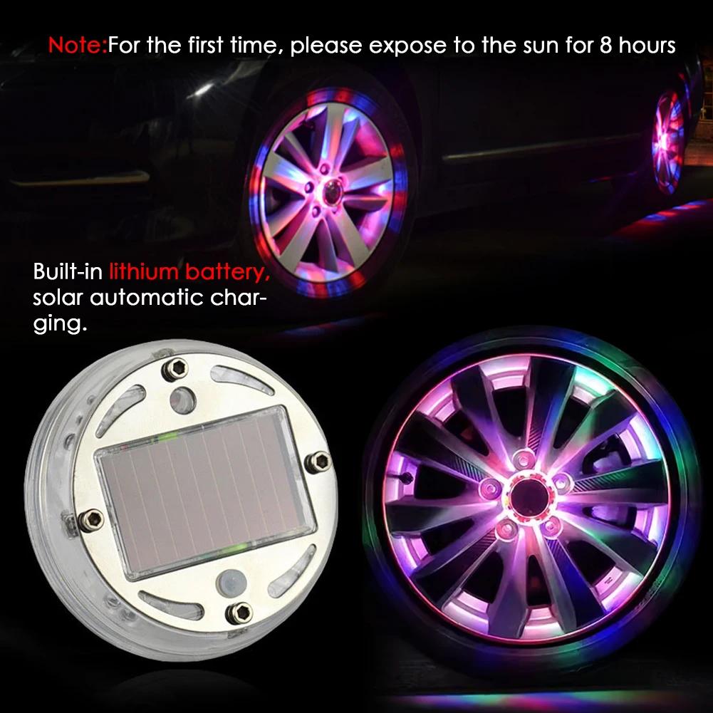 LED Light Solar Energy Flash Car Wheel Light Hub Bulb Tire Tyre Valve Car Motorcycle Tire Colorful Modes Valve Light Wheel Lamp