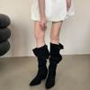 Zhao Ruth 2025 new European and American Spice Girls boots tube stacking boots thick heel pointed high heel knight boots