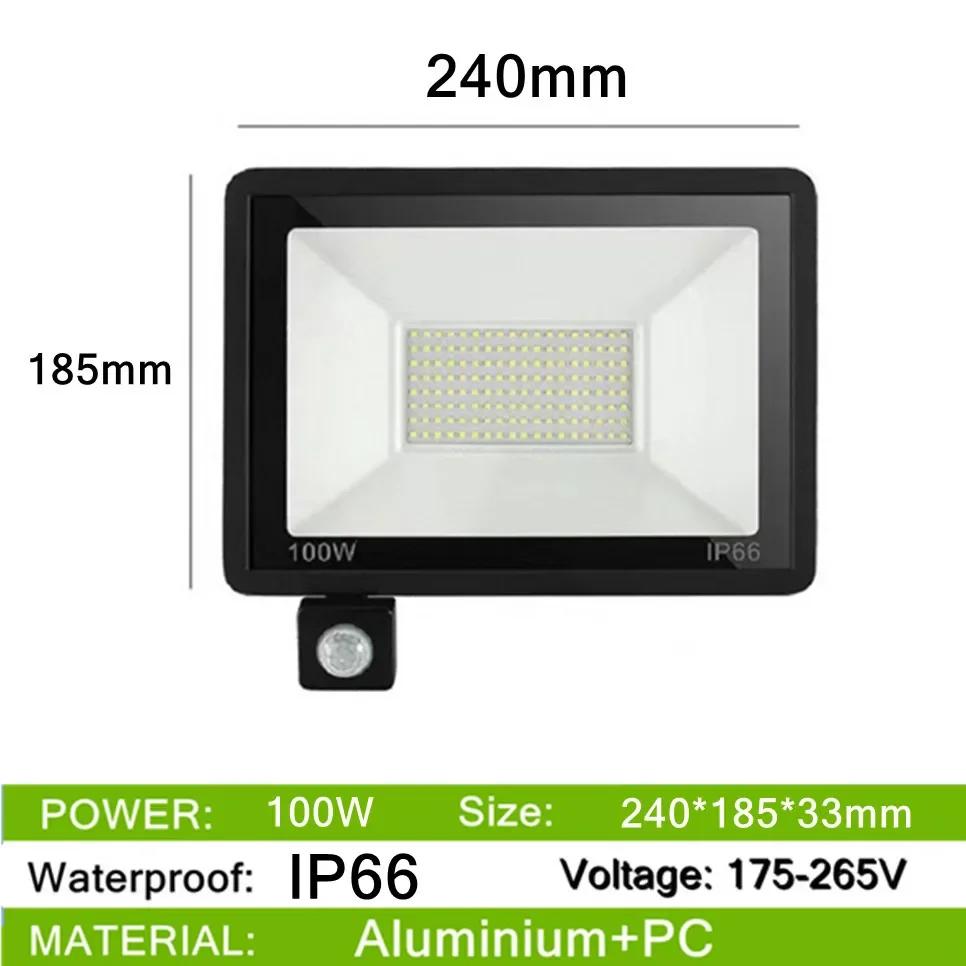 AC220V PIR Motion Sensor LED Flood Light IP66 Waterproof 200W 150W 100W 50W 30W LED Hanging Exterior Outdoor Wall Lamp Spotlight