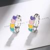 Epoxy Rainbow Love Ear Buckle Small Sweet Wind Heart Earrings Fashion Personality