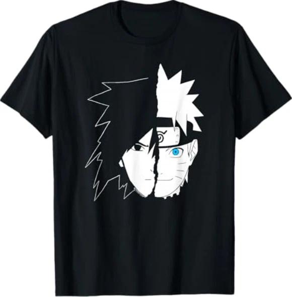 T-Shirt-Naruto Sasuke Split Face Anime 2XL