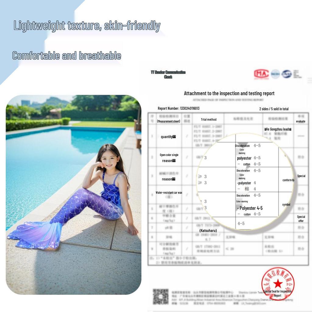 Girls' Mermaid Tail Swimsuit - Split Bikini Princess Dress Costume