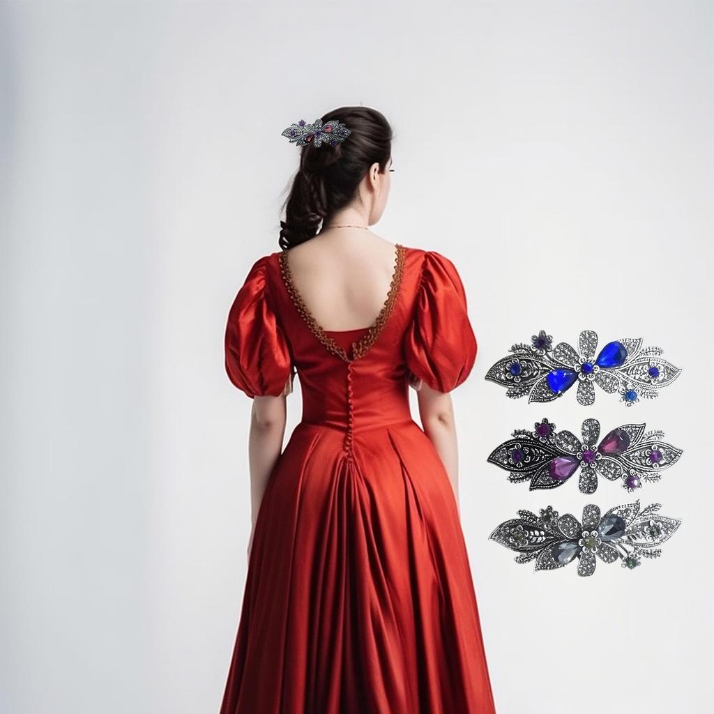 Diamante Hair Clips for Women Blue Crystal Floral Hair Accessories for Bridal Occasions and Special Events