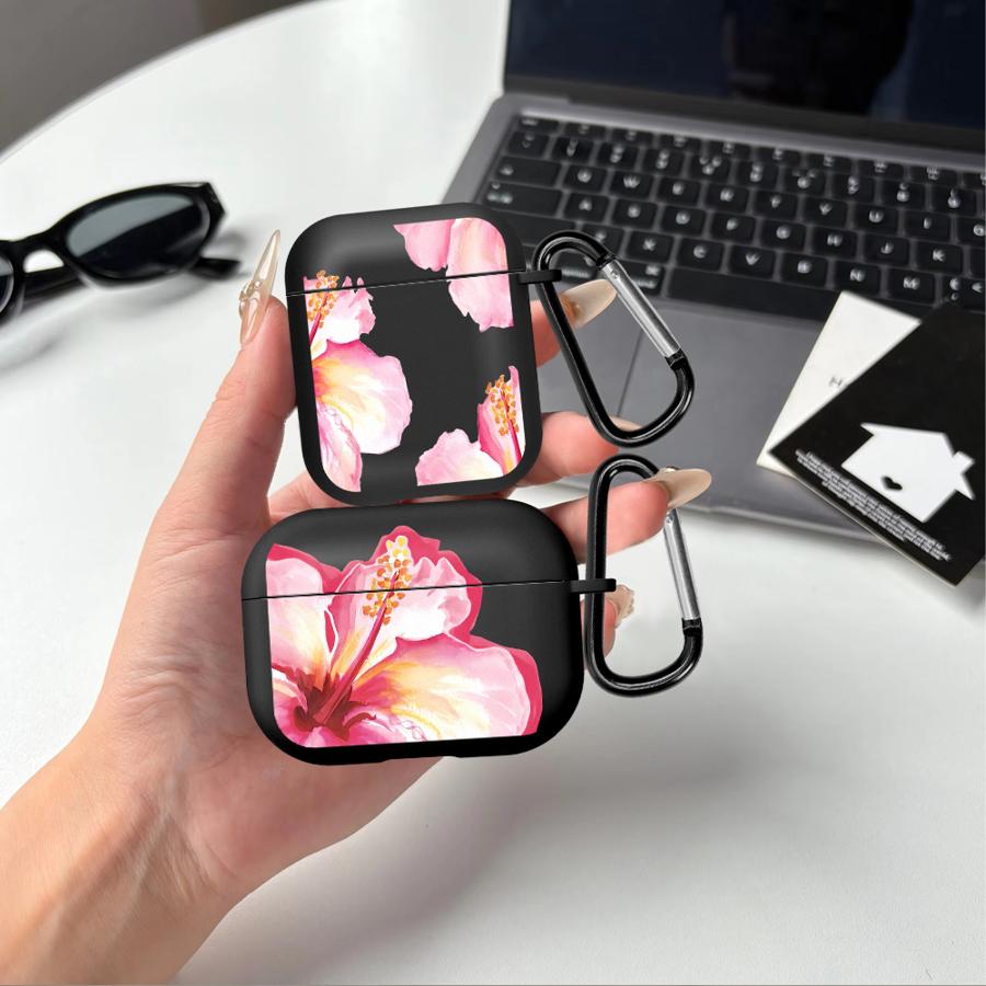 Case For Airpods Pro 2 Pro3 1 3 4 Pro2 Earphone Cases Cover Pink Hibiscus Flower