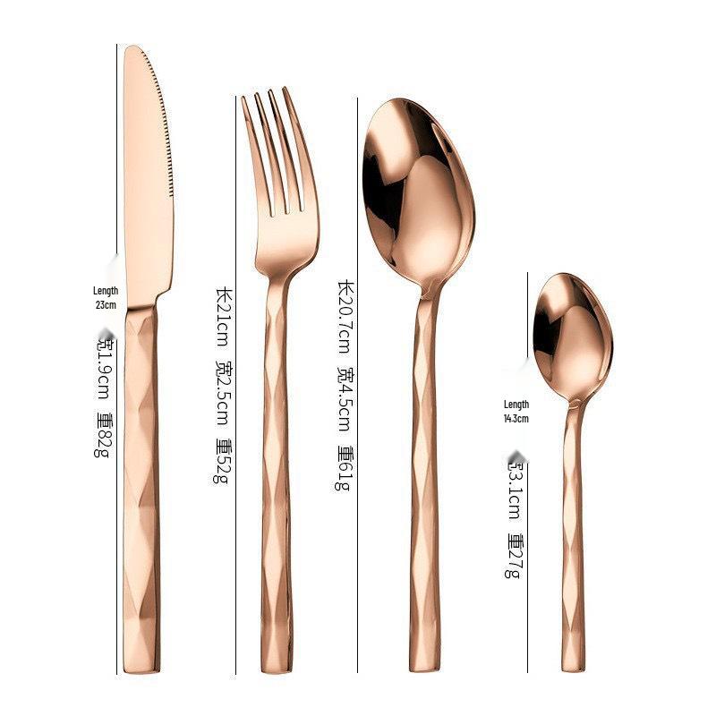 410 Stainless Steel Diamond Handle 5-Piece Tableware Set: Knife, Fork, Spoon for Steak/Western Food in Gift Box