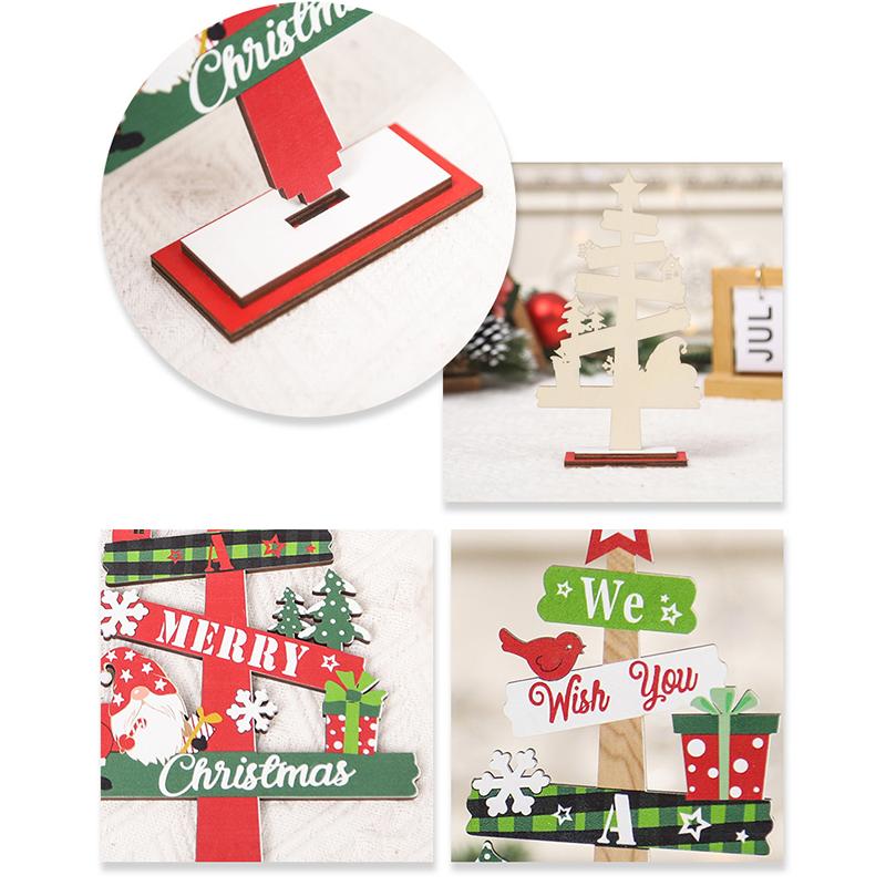 Wood Christmas Tree Ornaments Set Desktop Centerpieces Tabletop Holiday Decorations For Home, Offices, And Shops
