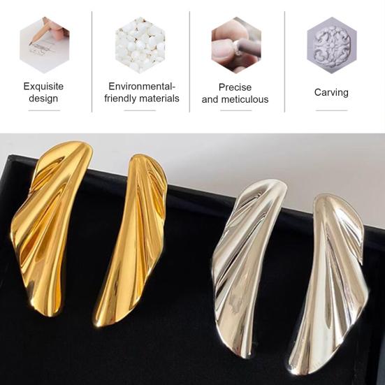 1 Pair Leaf Stud Earrings for Women, Irregular Geometric Metal Leaf Dangle Earrings, Statement Jewelry
