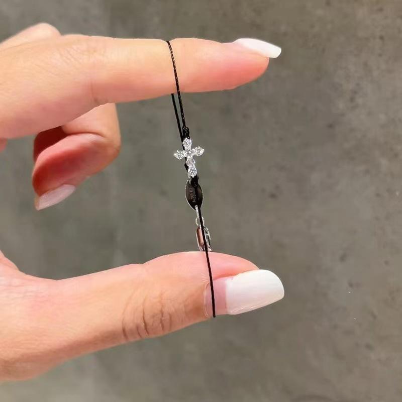 Einfache Trendige Temperament Kreuz Armbänder Für Frauen Mädchen Vielseitiges Dünnes Verstellbares Armband Schmuck Zubehör Geschenke