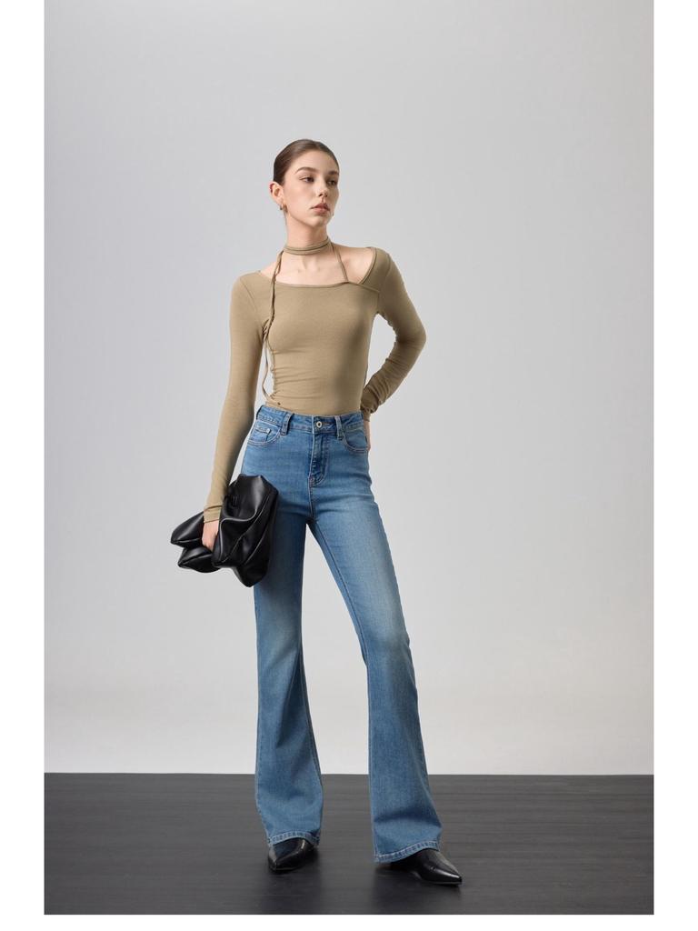 JOCORBEI High-Waisted Micro-Flare Jeans for Women: Retro Slimming, Hip-Lifting Style - Spring 2026 New Arrival