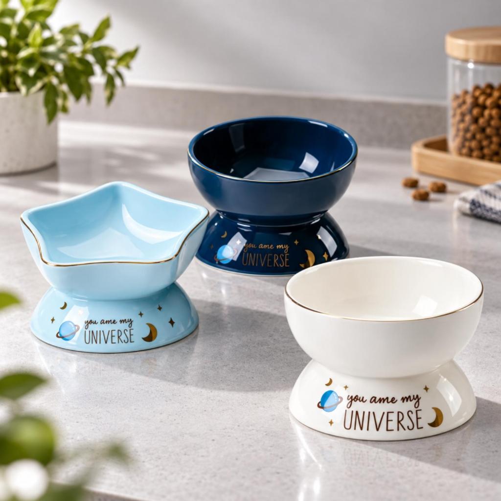 3 Pieces Pedestal Pet Feeding Bowl Elevated for Cats, Small to Medium Dogs