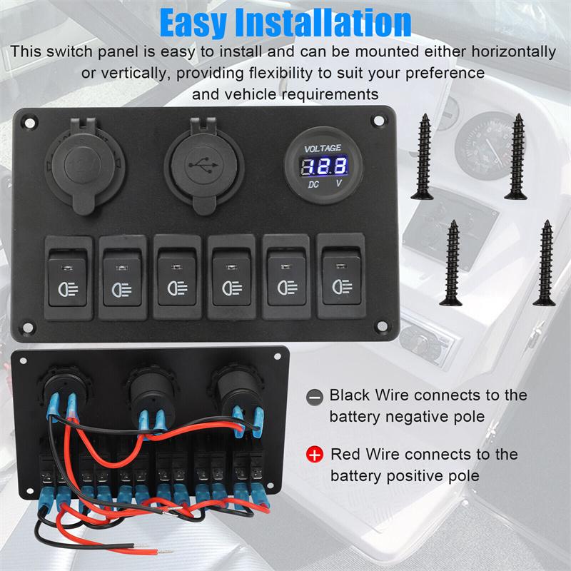 24V 12V comutator panou 6 butoane USB încărcătoare auto lumină comutator camion adaptor de alimentare accesorii pentru barca Marine remorcă RV rulotă