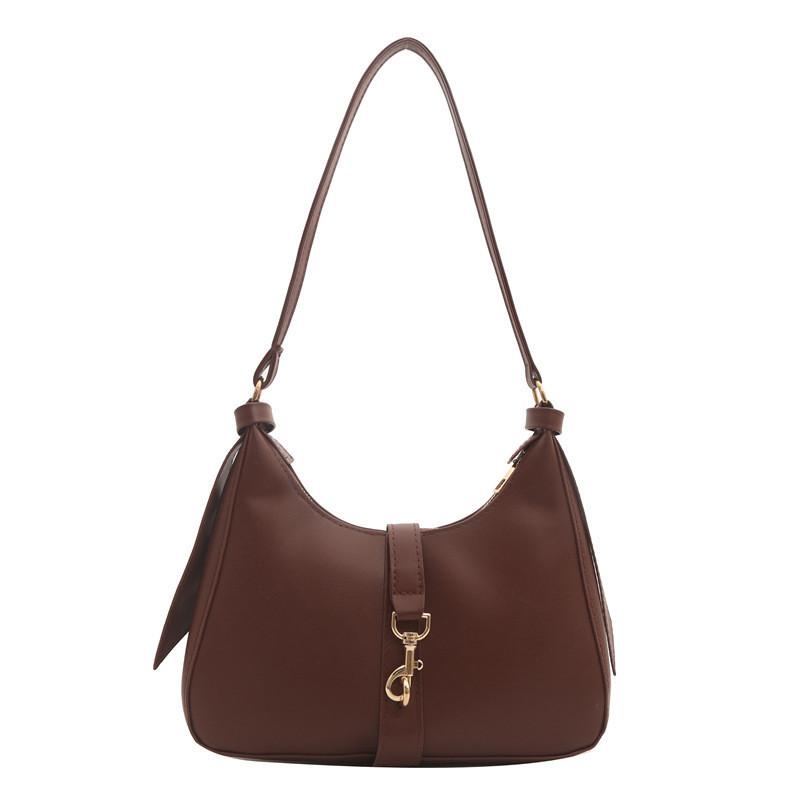 Fashionable Retro Chic Shoulder Bag For Women 2024 Summer Trendy Simple Purse темно-коричневого
