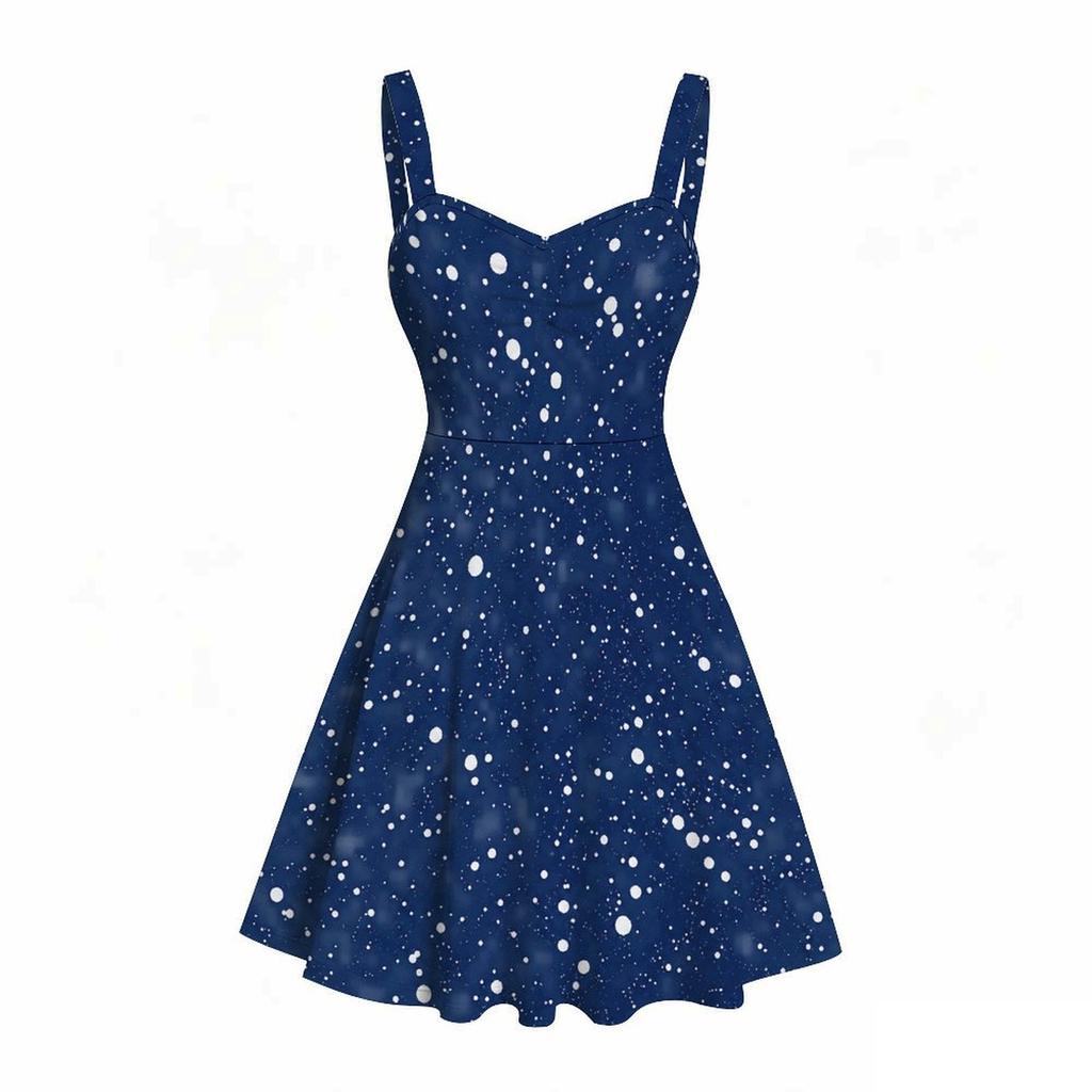Women Plus Size Spaghetti Strap Off Shoulder Dress Bald Eagle Splash Art Patriotic Print Swing Dress