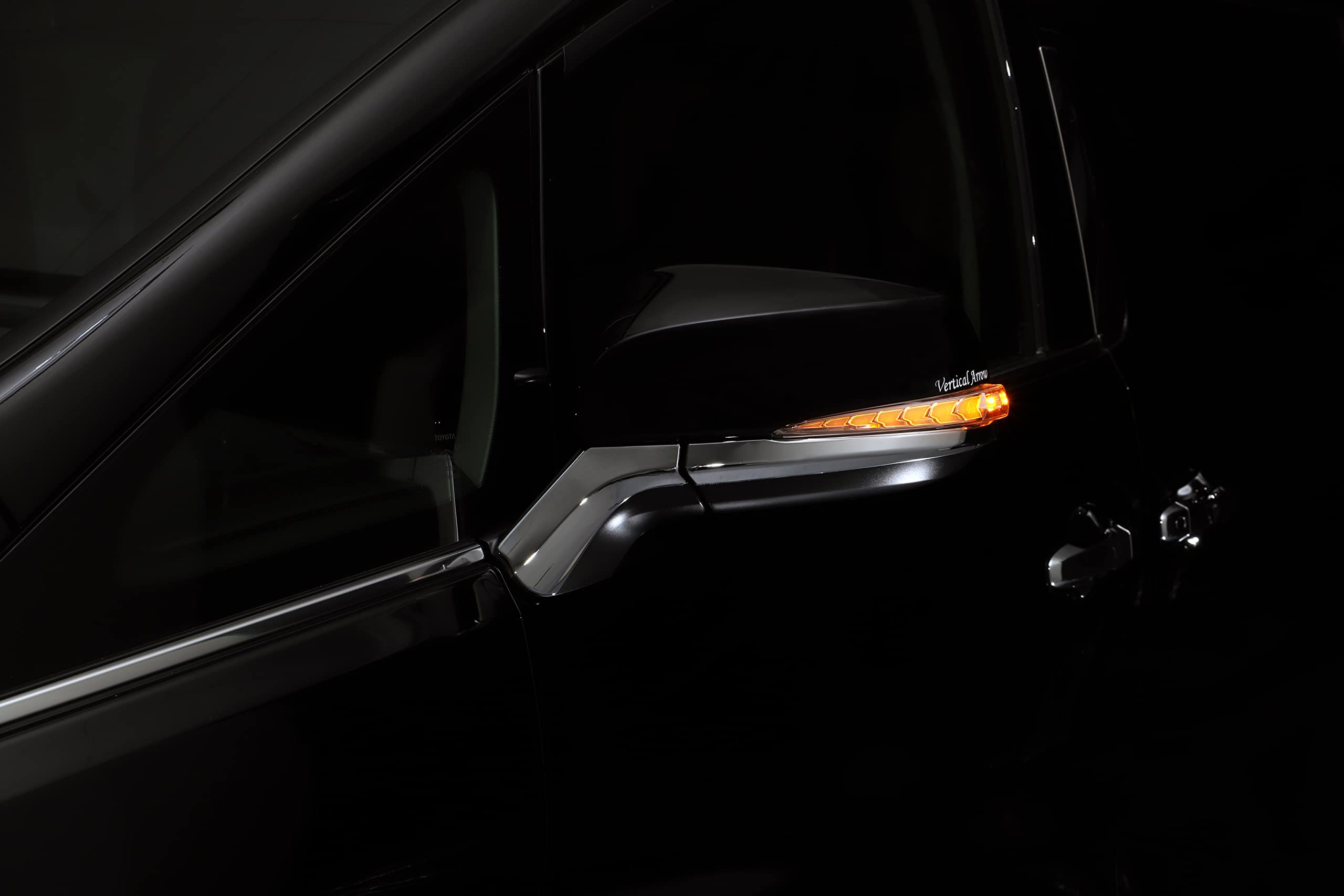 

Alphard Vellfire 30 Flowing turn signal door mirror lens LED plated type with optional switch AVEST Vertical Arrow series turn signal side mirror