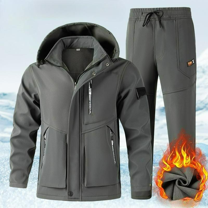 Winter Plus Velvet Thickened Suit Overalls Suit Men's Cold-proof, Warm, Waterproof and Wear-resistant Tooling Outdoor Labor Insurance Clothing