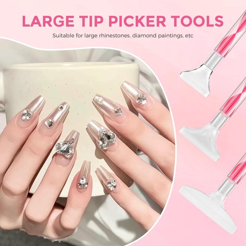 2 Piece Rhinestone Picker Tool Kit Dual Ended Applicator Pens with 12 Replacement Tips for Nail Art Diamond Painting and Bedazzling Crafts