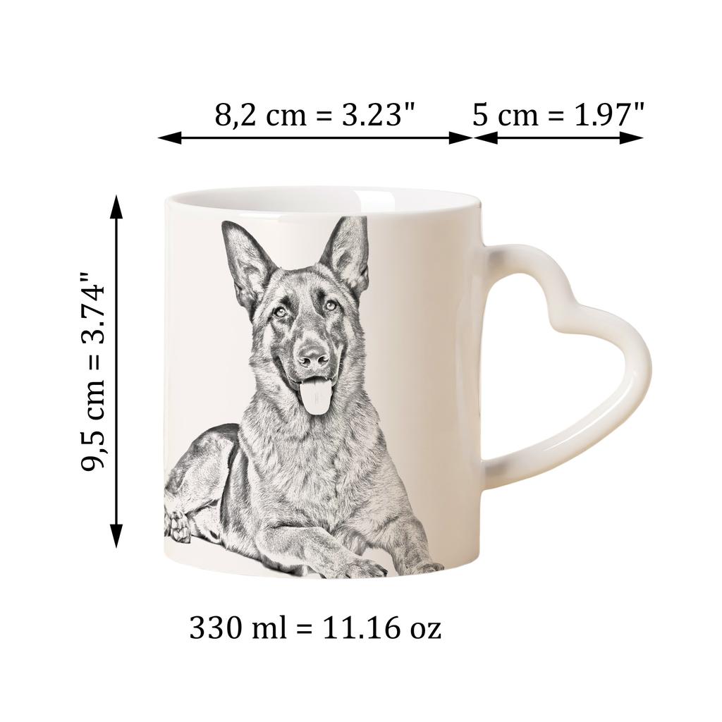 German Shepherd Dog, Alsatian Wolf Dog - cup with a dog, adorable cup with a heart-shaped handle, universal gift from the Art-Dog brand