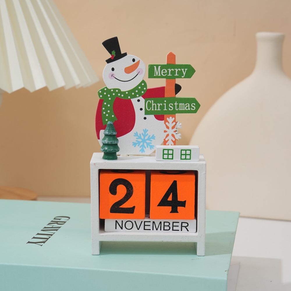 1Pc 7.3*14cm Christmas Decoration Wooden Calendar Display Window Desktop Decorations New Year Scene Originality Gift DIY