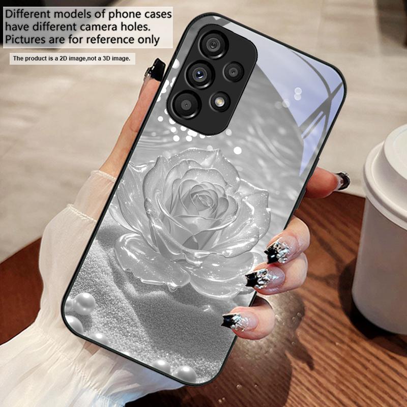 Gradient Crystal Rose For Samsung S 25 S25 Edge S25Ultra S8 S9 S10 20 U ltra S21 Pro S22 Plus S23 FE S24 Ultra Glass Phone Case