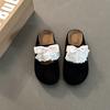 Lace bow fashionable versatile retro bag head half slippers women wear new summer shoes