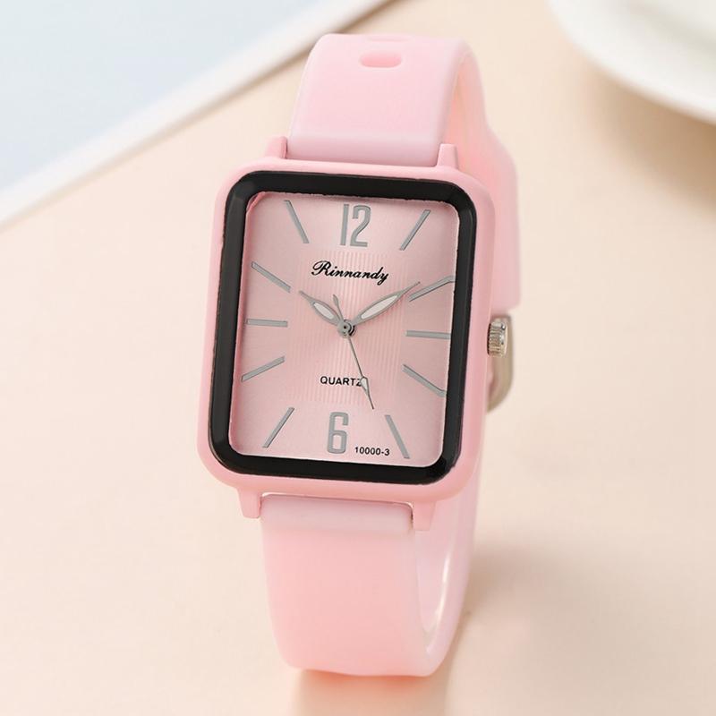 New Fashion Silicone Women Watches Qualities Rectangle Men Quartz Wristwatch With Bracelet Simple Black White Female Clock Gift