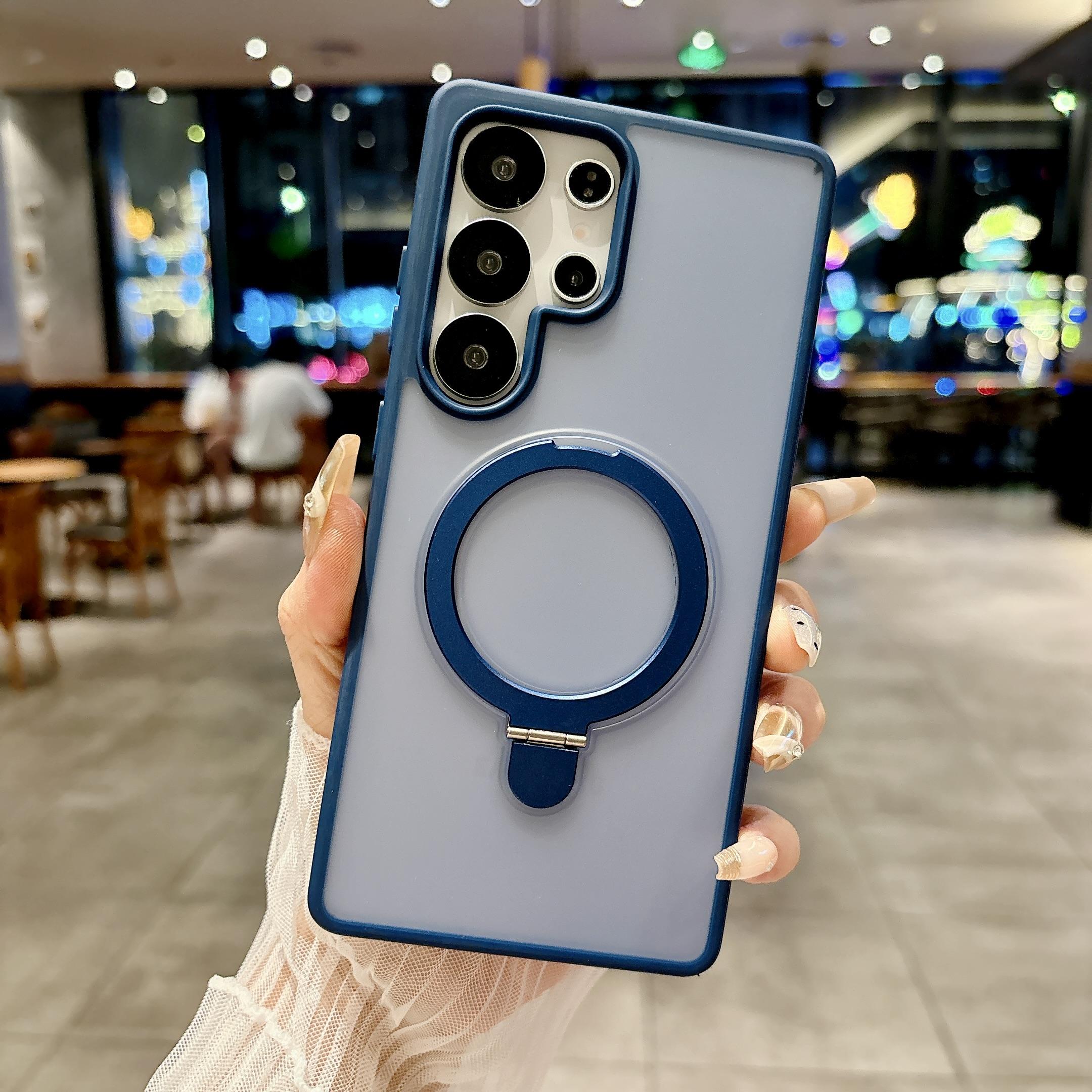 

Matte Color Camera Lens Protection Magnetic Charge Bumper Phone Case With 360 Stand For Samsung S25 Ultra S24 S23 FE S22 Plus Transparent Soft Cover Samsung Galaxy S24