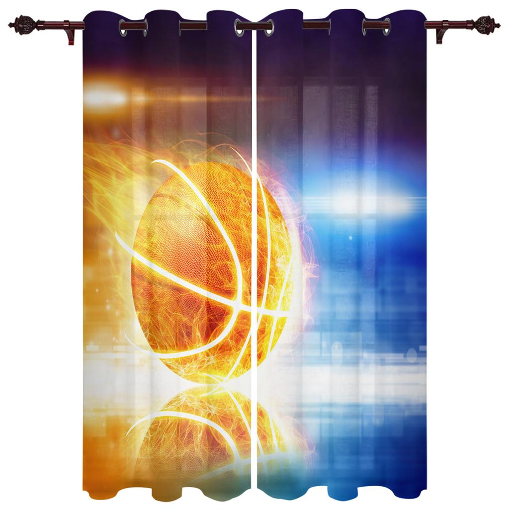 Modern Window Curtains for Living Room Color Billiards Round Sports Curtains for Child Bedroom Kitchen Decor Blinds Drapes