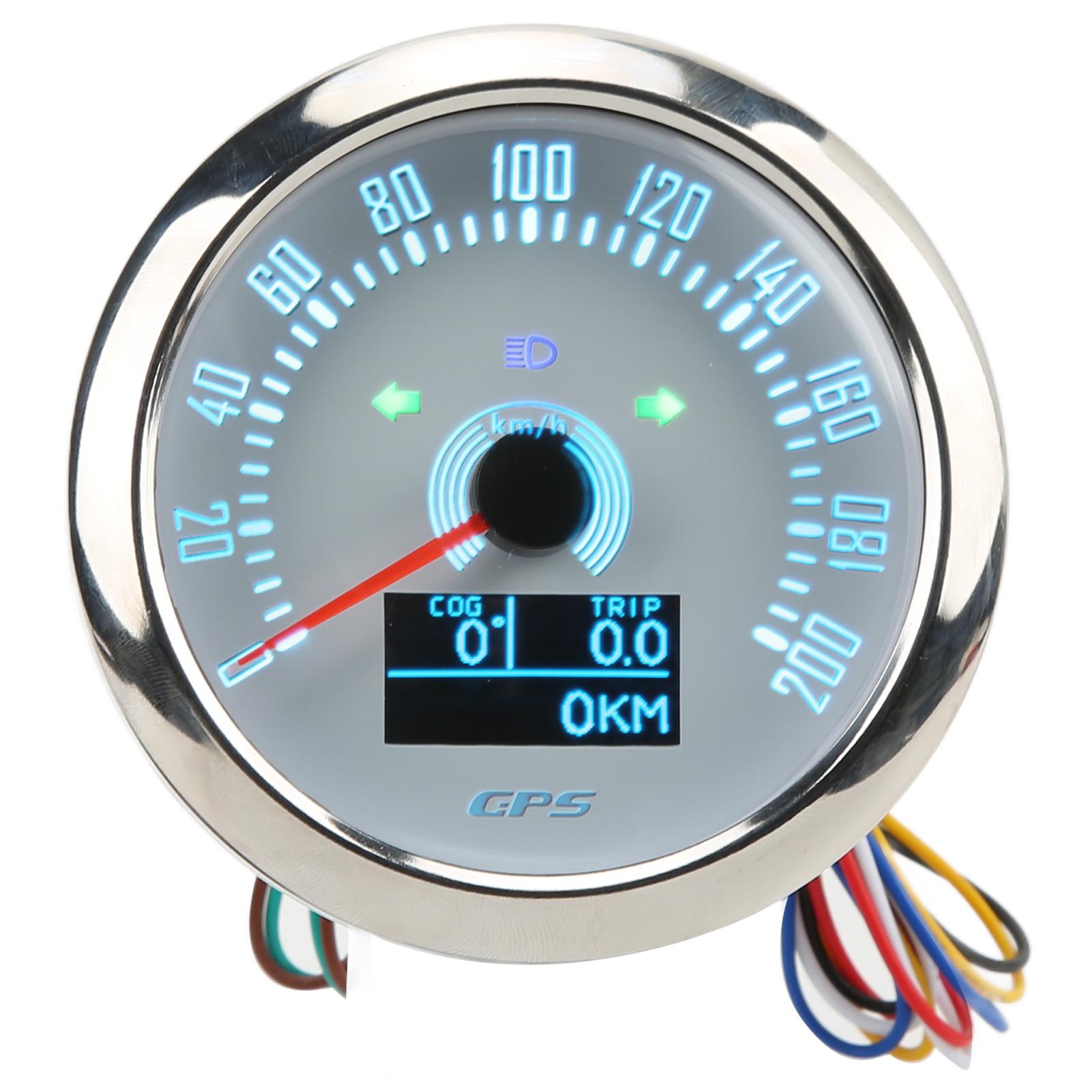 

85mm GPS Speedometer with Turn Signal Light 0‑200KM H Adjustable 7 Color Backlit for Car RV Ship White