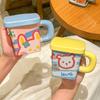 Mug Girl with Lid Spoon High Value Ceramic Cup Cute Couple Breakfast Coffee Cup Office Drinking Cup
