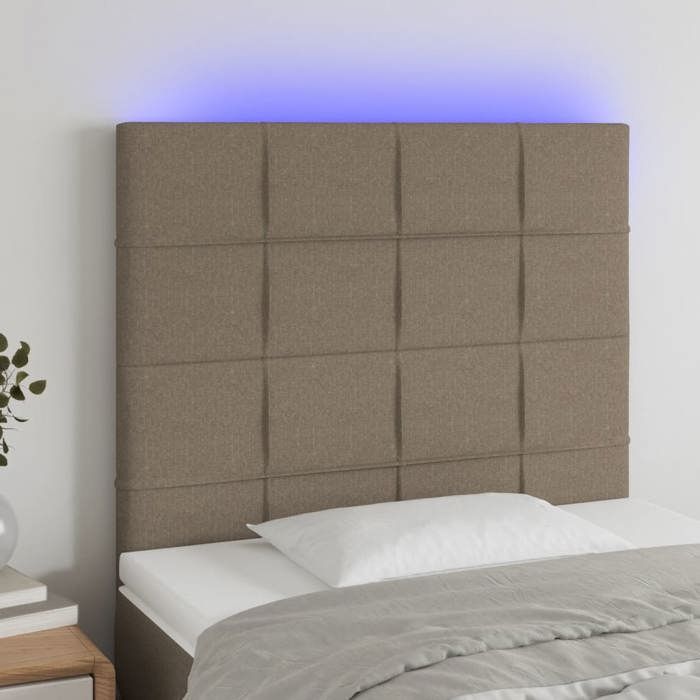 VidaXL Tête de Lit à LED Meuble de Chambre à Coucher Accessoire de Lit Simple Tête de Cadre de Lit Intérieur Taupe 3122410