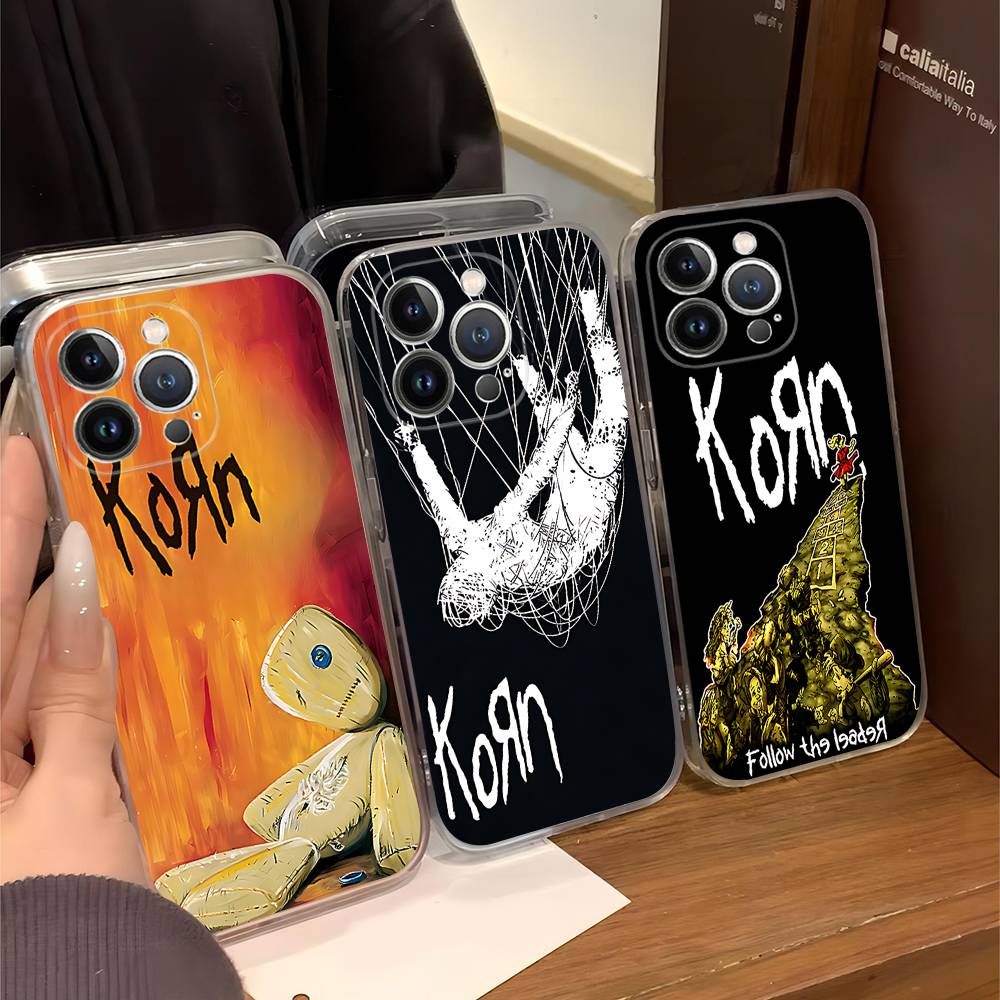 K-Korn Rock Band Transparent Phone Case For IPhone 17 Air 16 Pro Max 15 14 13 12 11Plus Shockproof Cover