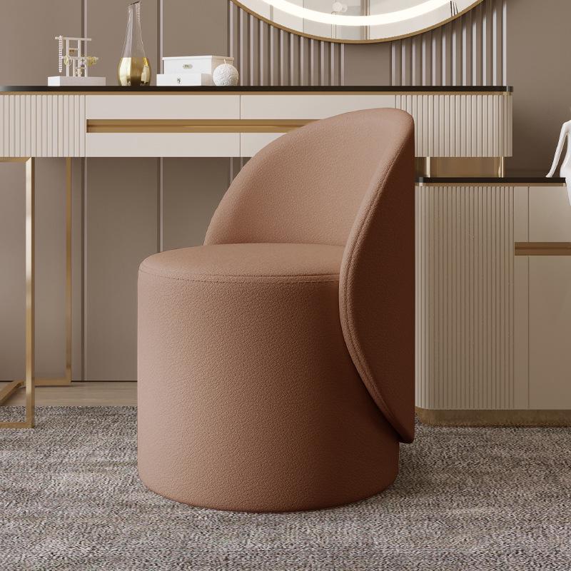Modern Luxury Swivel Vanity Stool with Backrest: Solid Wood Makeup Chair
