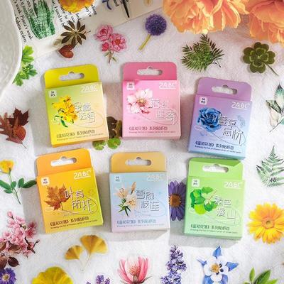 50pcs Flower Fall PET Stickers Set Green Plant Series Decoration Note Sticker Home Diary Book DIY Art