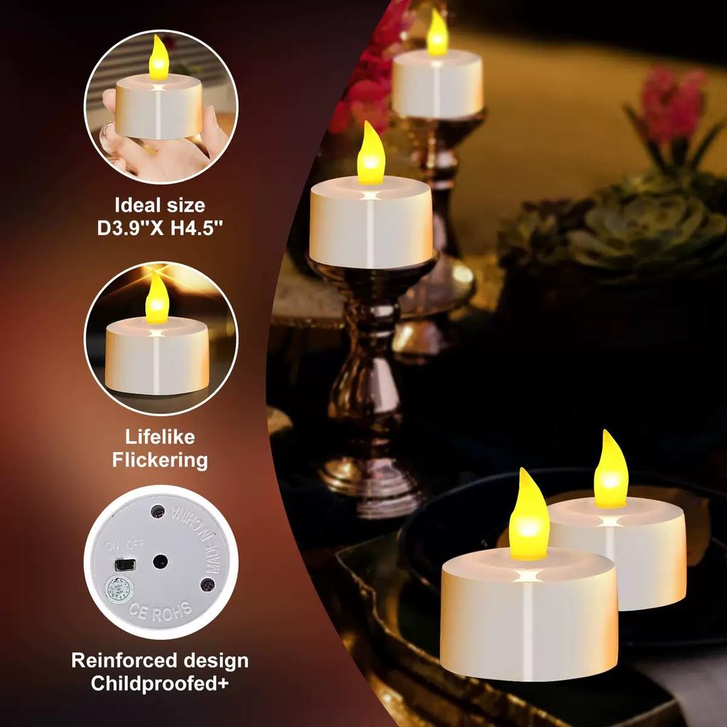 LED Rechargeable TeaLight Glow Candle Lamps Remote Controlled with 2/4/6/8H Timer Function Bar Wedding Party Table Decoration