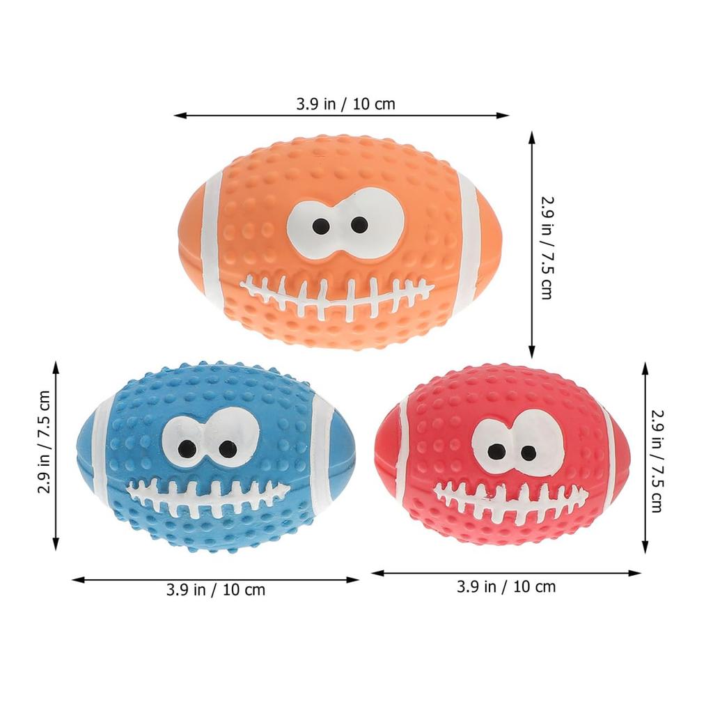 OUNONA Rugby Ball Puppy Dog Play Set of Latex Dog Squeaky Rugby Perfect for Outdoor Play Toys, Supplies, Toys, 3, Balls,