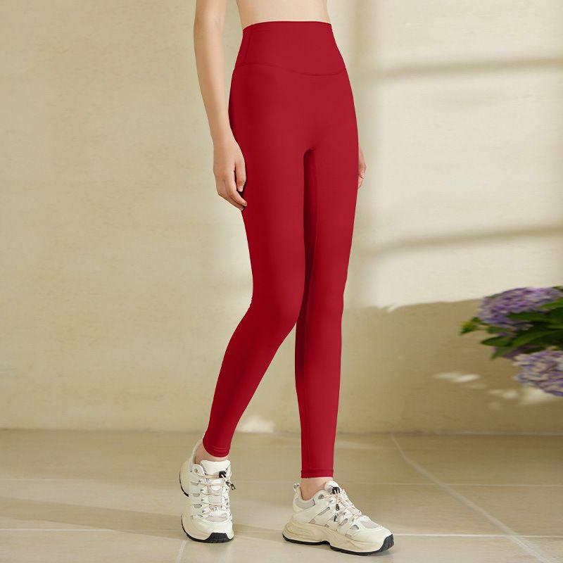 

Foreign Trade No Embarrassment Line Yoga Pants Women High Waist Buttock Lifting Peach Hip Leggings Sweat pants Running Training Fitness Pants K940-Red XL