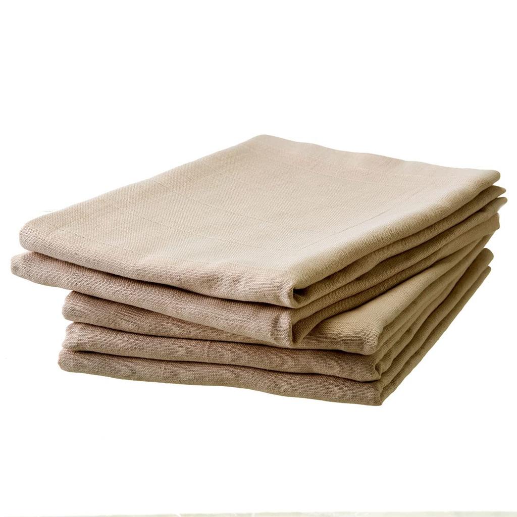 Set of 5 Double-Ply Gauze Bath Towels, Made In Japan, Senshu Towels (Approx. 60 X 120cm), Beige