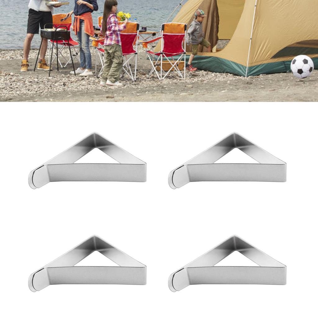 6Pcs Tablecloth Clips Stainless Steel Triangular Shape 5cm Opening Tablecloth Holders Clamps