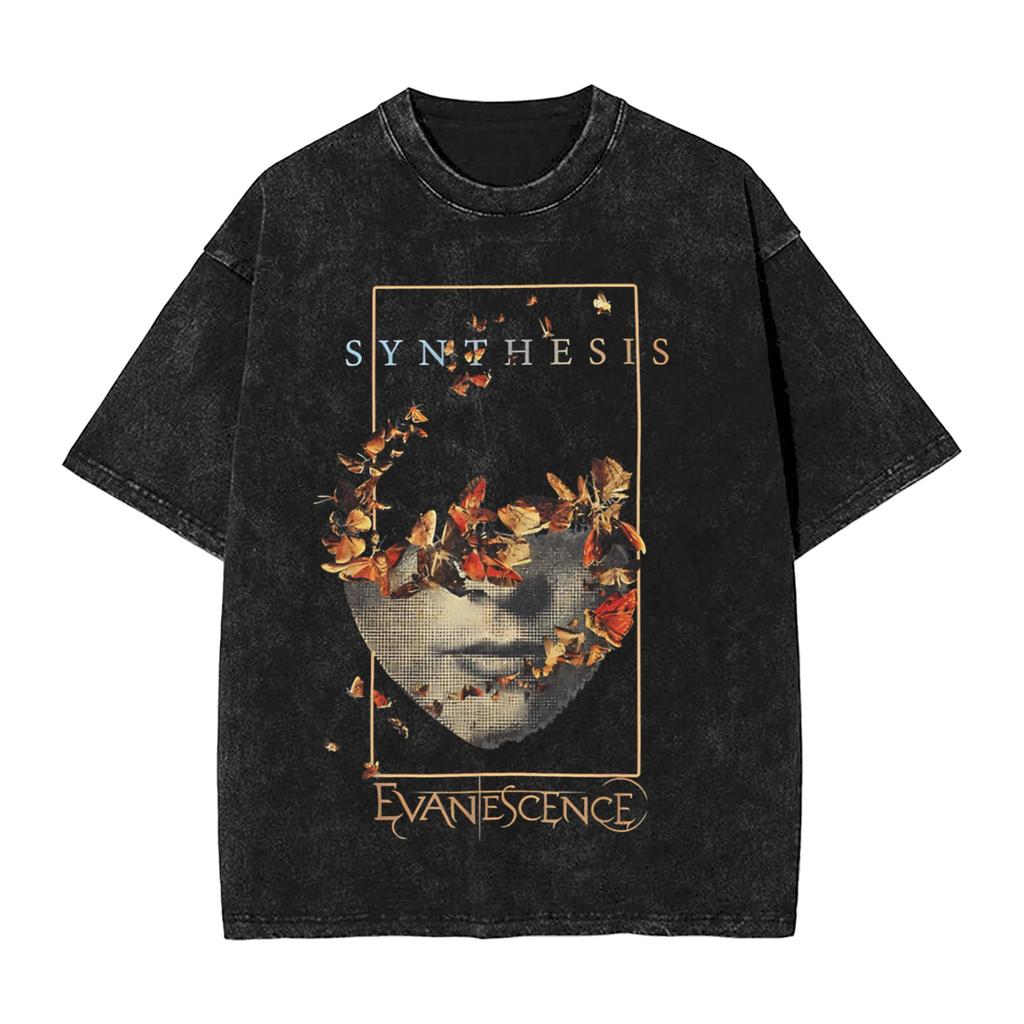 Retro Amy Lee Evanescence Band T Shirts Washed 100% Cotton Harajuku T-Shirt Fashion for Men Women Tops Streetwear Summer Tees