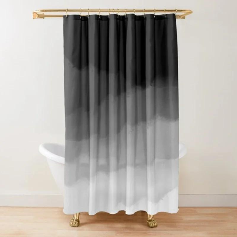 

Gradient White And Black Minimal Shower Curtain Polyester Waterproof Modern Bathroom Curtains Machine Wash Bath Hooks W60H190(CM)-1 Pcs