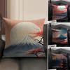 Mount Fuji Fashion Cushion Cover Natural Linen Organic Fabric DoubleSided Printing Sofa Home Decor Gift Pillow Case