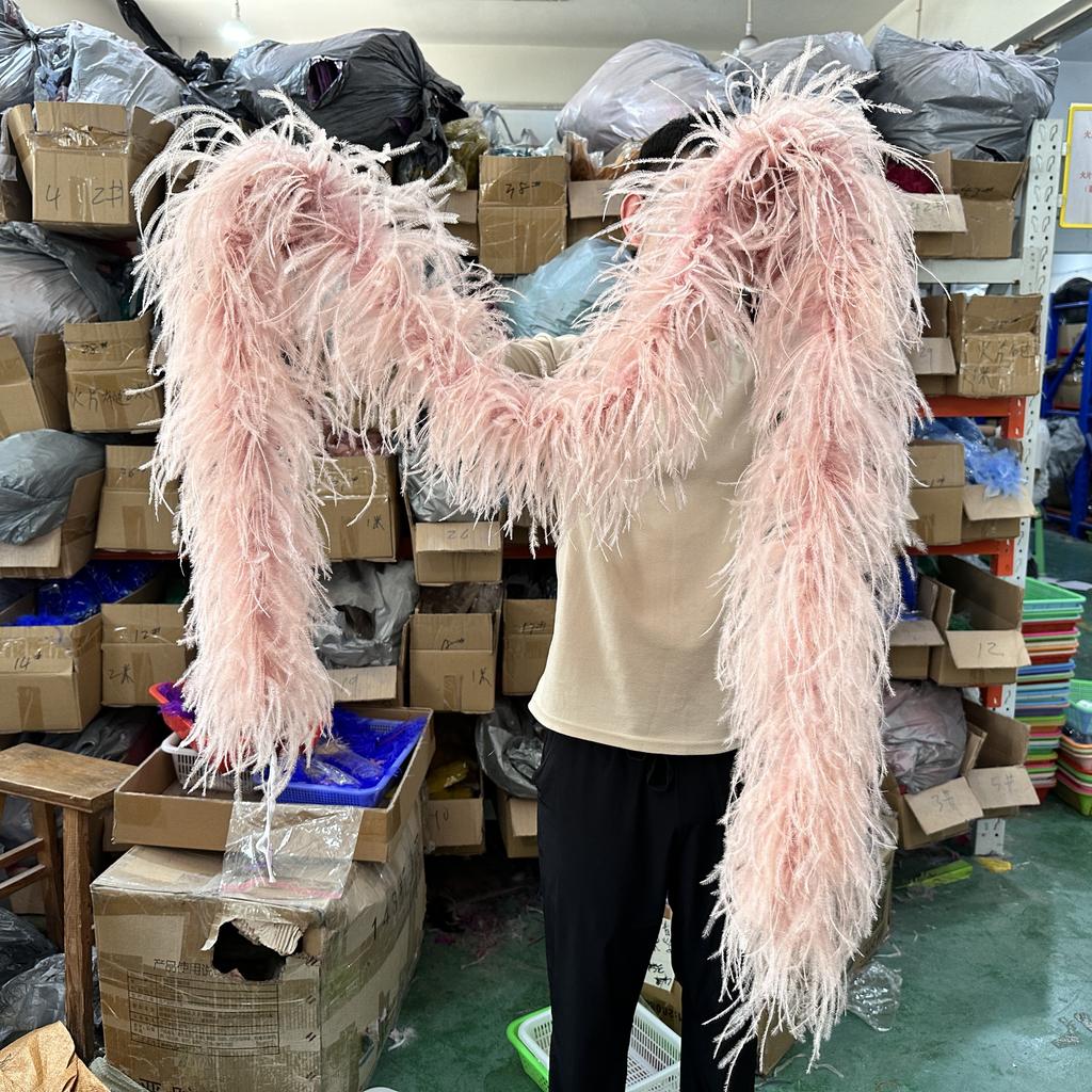 DIY 1/2/3/6/10 Ply Natural White Ostrich Feathers Boa Trim for Craft Wedding Party Festival Clothing Decoration Plumes Shawl 2M