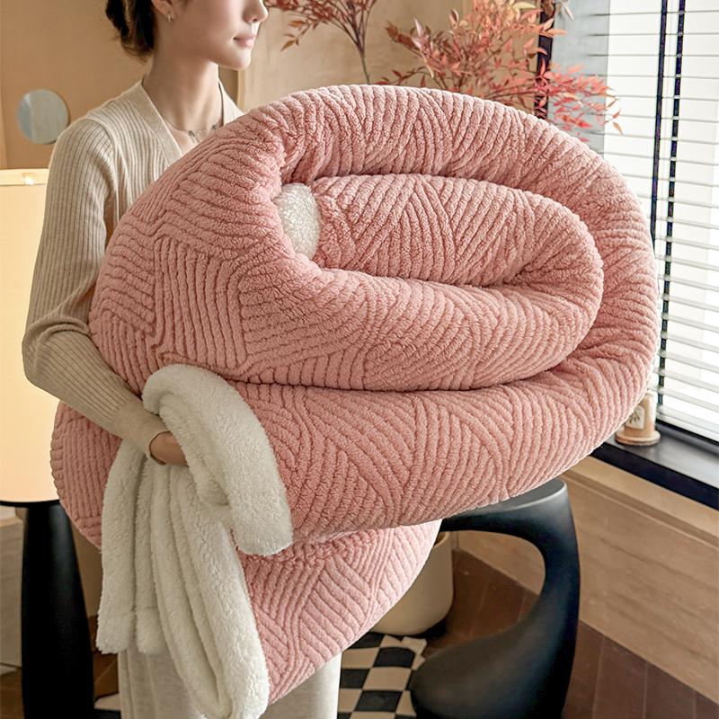 Solid Warmth Jacquard Autumn Winter Blanket Thickened Warm Multi-functional Sofa Blankets Skin Friendly Comfortable Nap Blanket