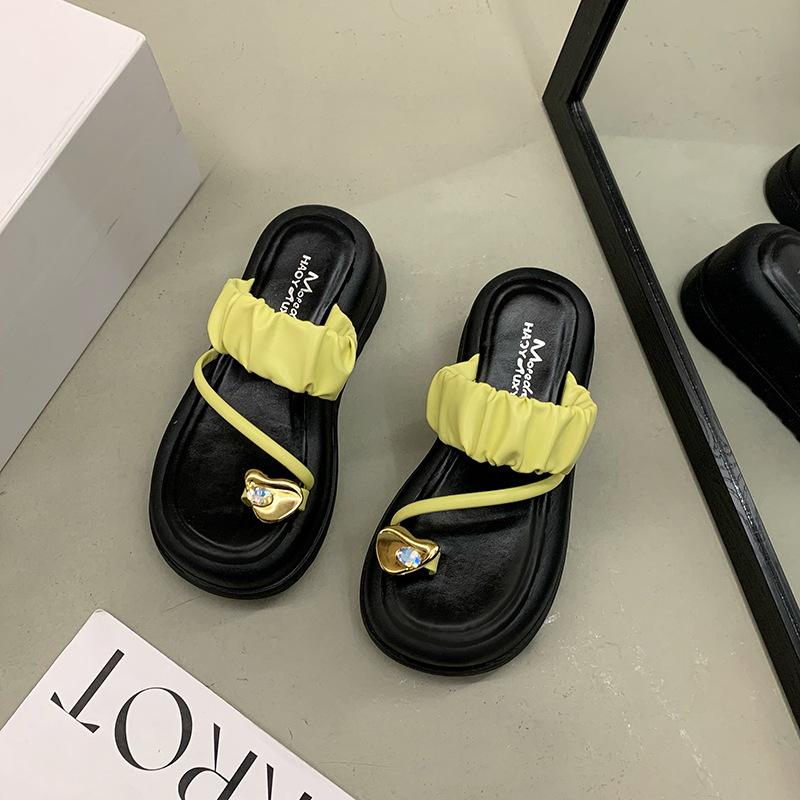 Fashion Women Clip Toe Platform Sandals 2024 Summer Thick Sole Wedges Beach Slippers Woman Anti-Slip High Heels Female Flip-Flops Slides
