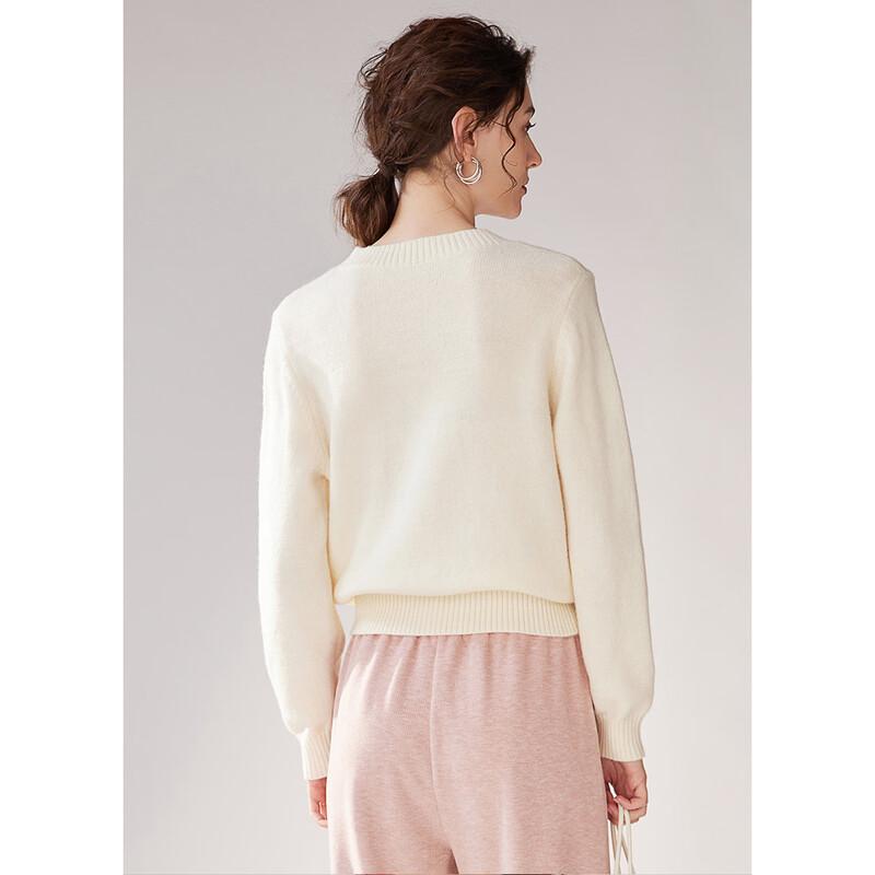 Bailuyu Women's Crew Neck Sequined Knit Cardigan