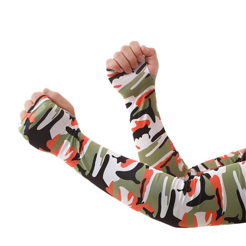 Camouflage Cooling Arm Sleeves All Age Sun Protective Arm Covers Outdoor Activity Ice Silk Arm Protectors for Cycling