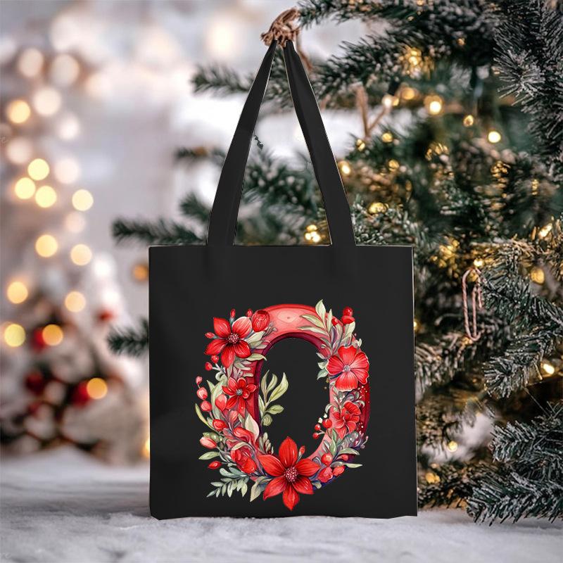 Christmas letter flower print niche trend tote bag shoulder bag