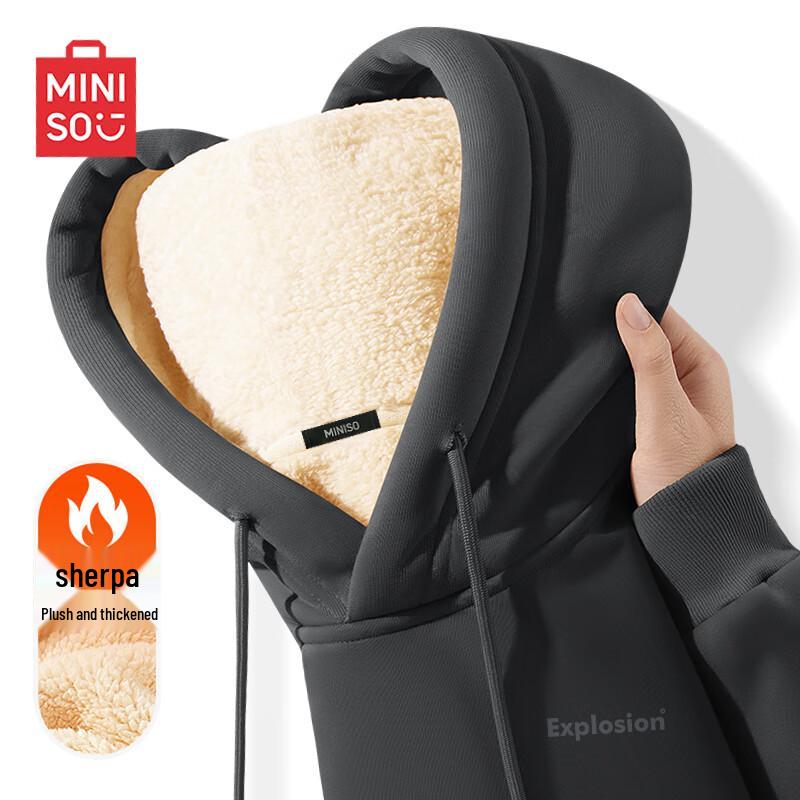 

MINISO Men s Sherpa Lined Heavyweight Hoodie 2XL