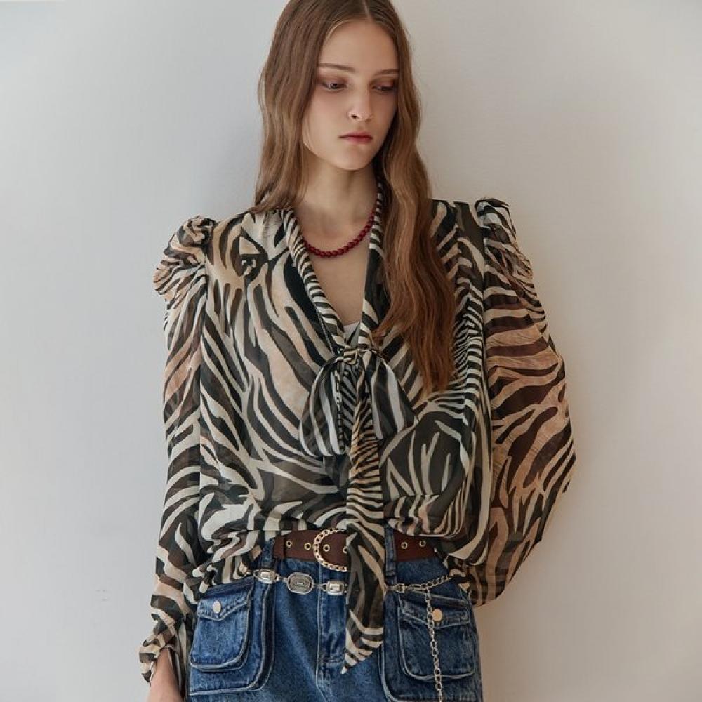 

Maxza Sheer Tie V Neck Chiffon Blouse Ze10qb011nh Braun/FREE